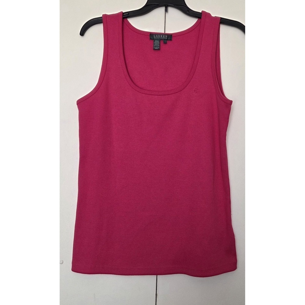 LAUREN RALPH LAUREN Woman Beautiful Deep Pink Tank Top Sz L ~EUC ~